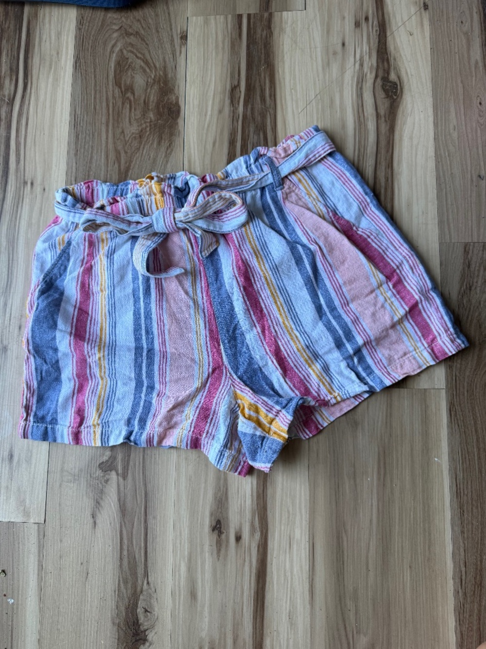 a.n.a. Large Shorts With Tie Belt Striped